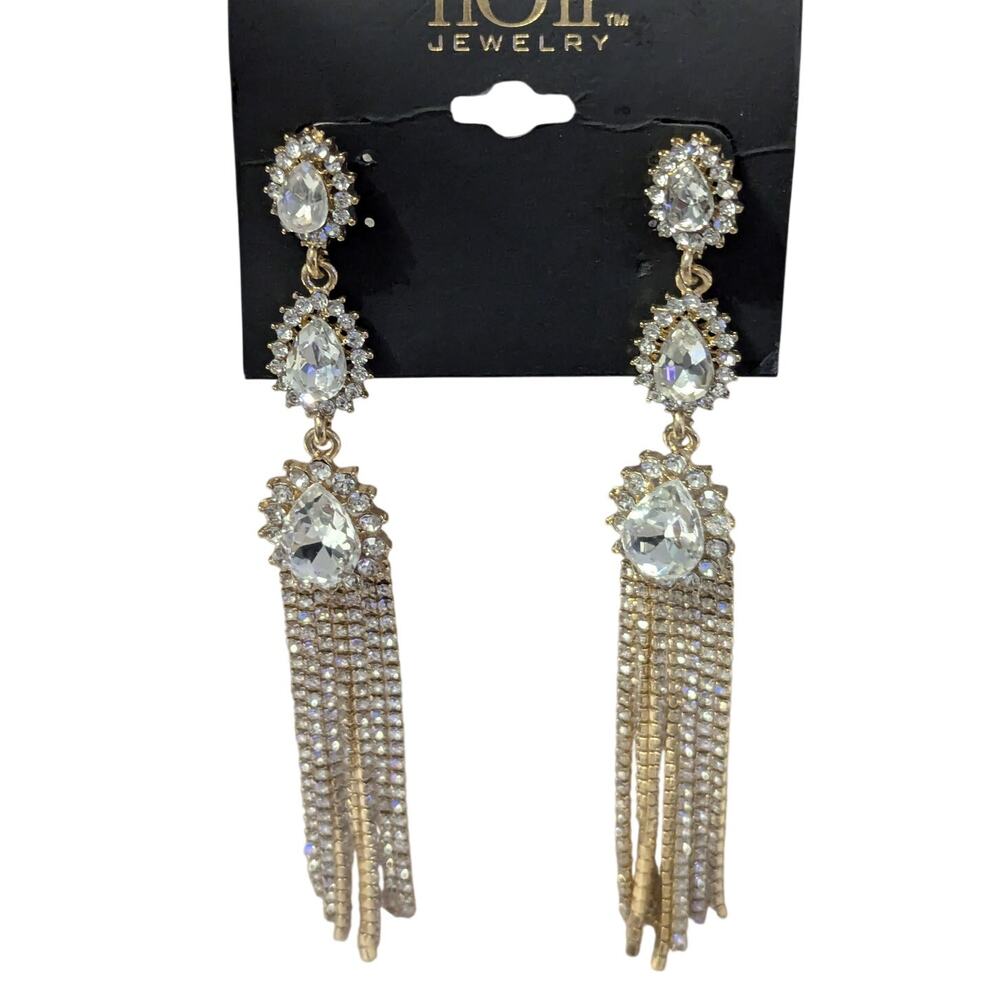 nOir Rhinestone Tassel Earrings